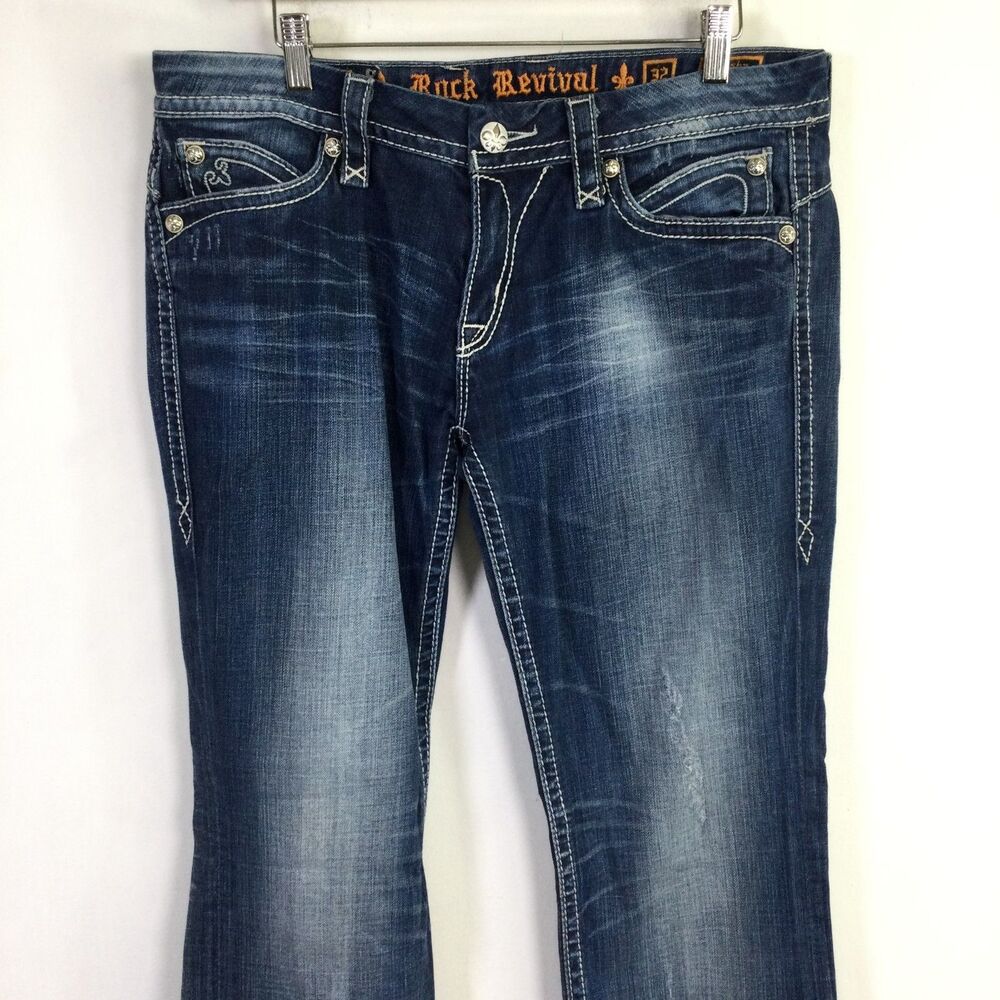Rock Revival Womens Sasha Easy Bootcut Jeans Mid-Rise Stretch Denim Blue Size 32 - Picture 4 of 16